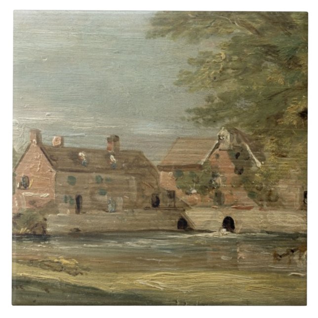 Azulejo John Constable| Flatford Mill (aceite en el panel) (Frente)