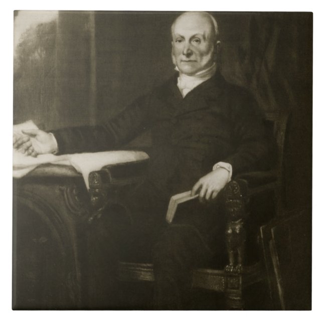 Azulejo John Quincy Adams, 6to presidente del Sta unido (Frente)