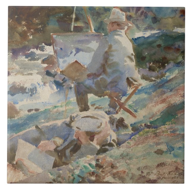 Azulejo John Singer Sargent - Artista en su caballete (Frente)