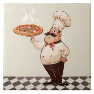 Azulejo Jolly Chef: Sombrero de Chef Cocina Presenta la Pi