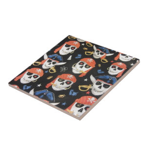 Azulejo Jolly Roger Pirate Skulls