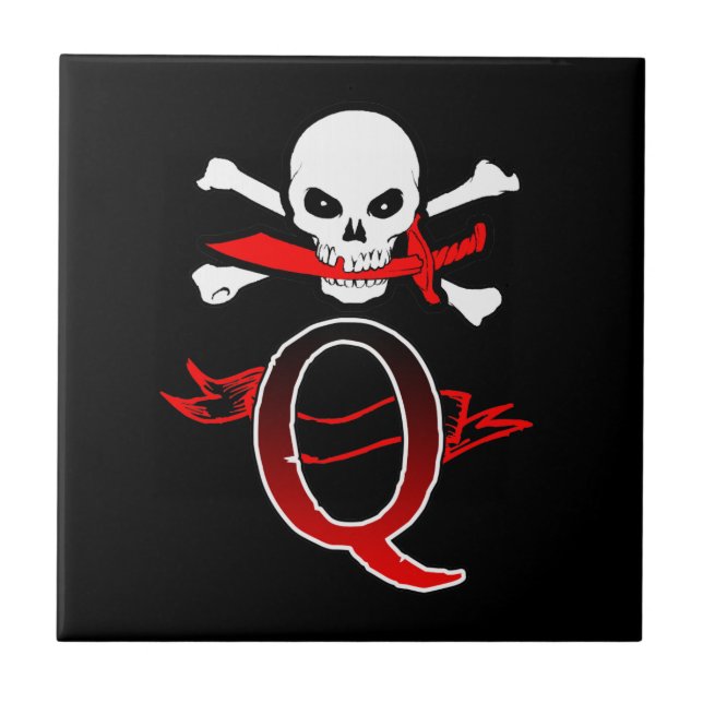 Azulejo Jolly Roger Q Monograma Inicial (Frente)