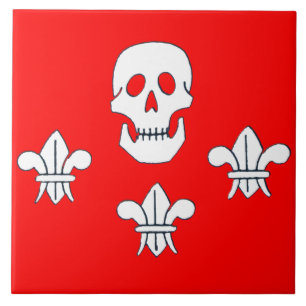 AZULEJO JOLLY ROGER SKULL Y LA BANDERA DE TRES LILIES