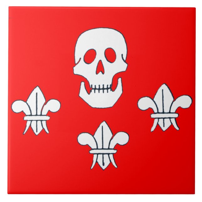 AZULEJO JOLLY ROGER SKULL Y LA BANDERA DE TRES LILIES (Frente)