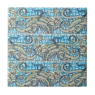 Azulejo Jonquil Blu Art Nouveau Ceramic Tile