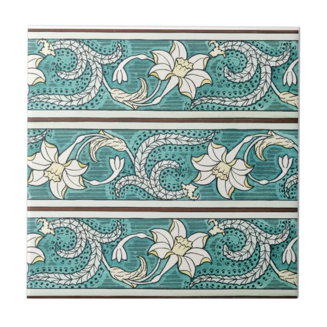 Azulejo Jonquil Stripe Art Nouveau Tile cerámico (Frente)
