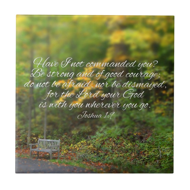 Azulejo Josué 1:9 Biblia versus Escritura Cristiana (Frente)