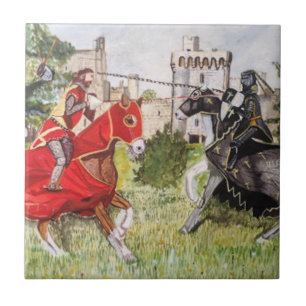 Azulejo Joust medieval frente al castillo