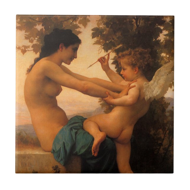 Azulejo Joven defendiendo a sí misma contra Cupido de Boug (Frente)