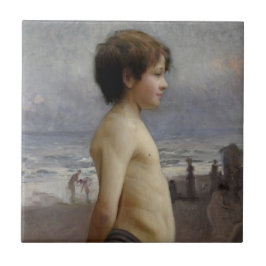 Azulejo Joven en la playa (por Jules Bastien-Lepage)