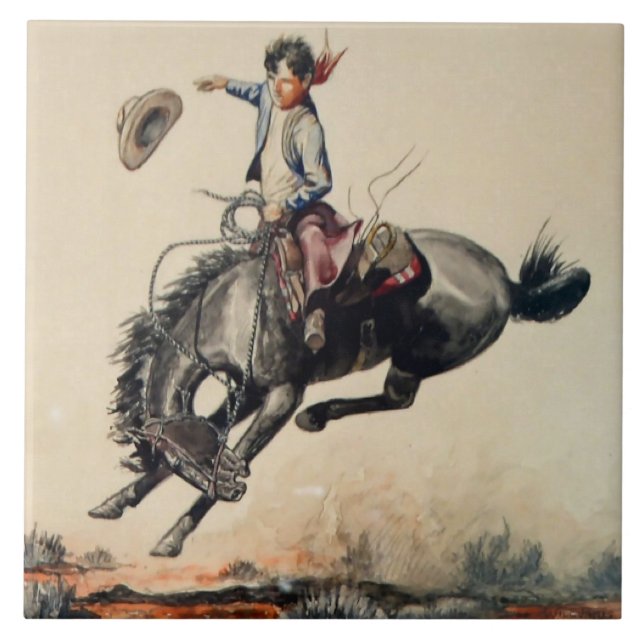 Azulejo “Joven Vaquero” de Will James (Frente)