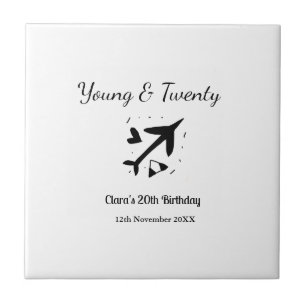 Azulejo Joven y veinte aventura feliz cumpleaños agregar n