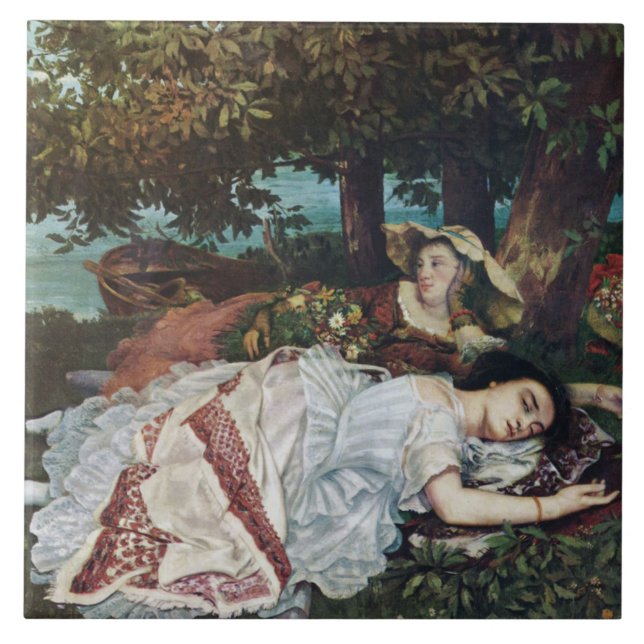 Azulejo Jóvenes damas a orillas del Sena (verano) (Frente)