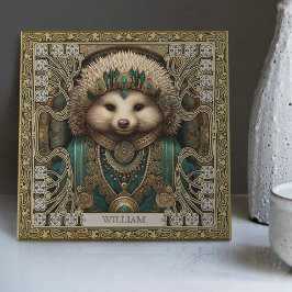 Azulejo Joyas personalizadas encantadas de Hedgehog Spirit