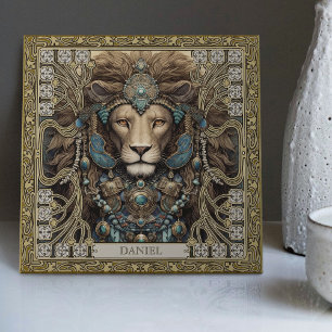 Azulejo Joyería Tribal del León Espiritual Personalizada