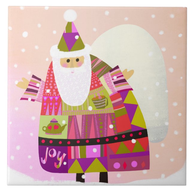 Azulejo Joyous Santa Trivet (Frente)