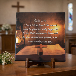 Azulejo Juan 3:16 Dios amó tanto al mundo, linterna