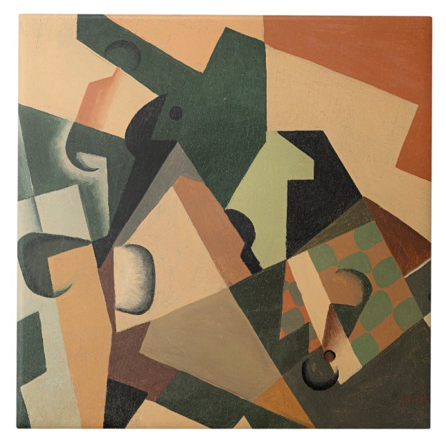 Azulejo Juan Gris - Vidrio y damero, (Frente)