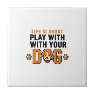 Azulejo Juega Con Tu Perro Diseño De Grabado Antiguo Diver