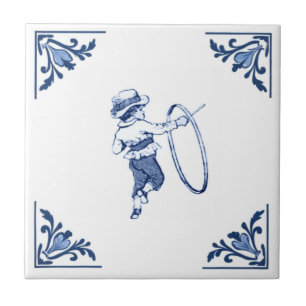 Azulejo Juego de aro para niños juguete Delft esquina azul
