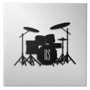 Azulejo Juego de tambor monograma plateado