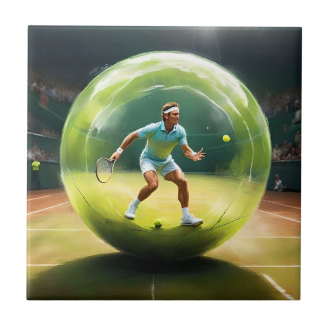 Azulejo Jugador De Baile De Tenis A La Corte, (Frente)