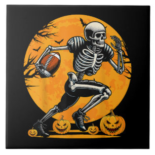 Azulejo Jugador de fútbol esqueleto de Halloween corriendo