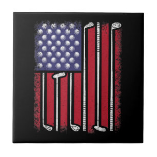 Azulejo Jugador de golf divertido bandera americana golf v
