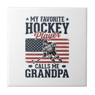 Azulejo Jugador de Hockey Favorito Me Llama Abuelo Vintage