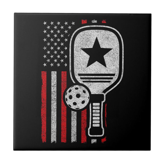 Azulejo Jugador de pelota de futbol - Bandera Americana -  (Frente)