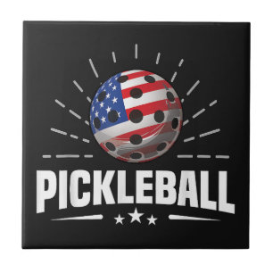 Azulejo Jugador de Pickleball de la Bandera Estadounidense