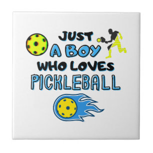 Azulejo Jugador Divertido de Pickleball Solo Un Niño Que A