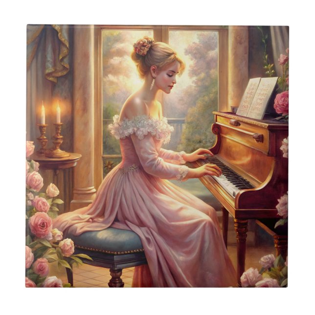 Azulejo Jugando El Piano (Frente)