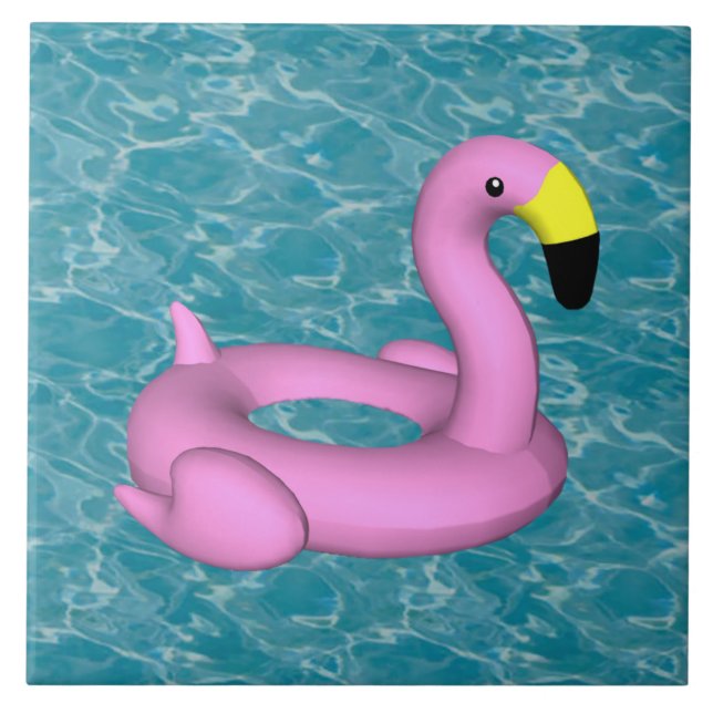 Azulejo Juguete de piscina Flamingo sobre agua turquesa (Frente)