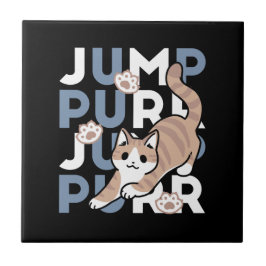 Azulejo Jump Purr Jump: Playful Cat Design con arte divert