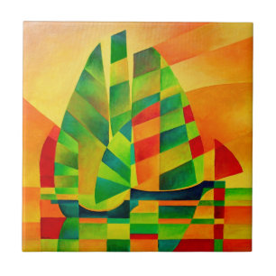 Azulejo Juntas chinas, atardecer, velas y sombras negritas