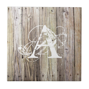 Azulejo Juntas rusas de madera con monograma Shabby Chic