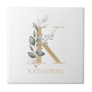 Azulejo K Monograma Floral personalizado