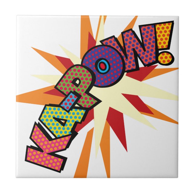 Azulejo KA-POW Fun Retro Cómic Pop Art (Frente)