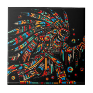 Azulejo Kachina, una bailarina nativa de arte negro