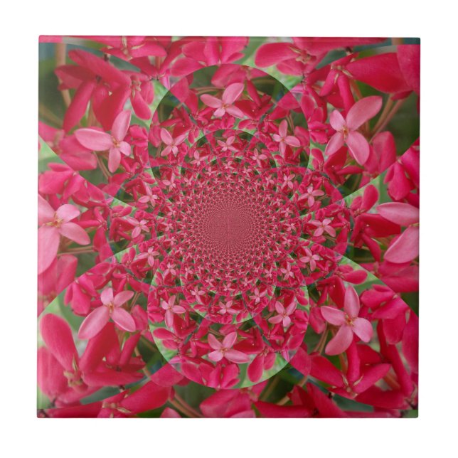 Azulejo Kaleidoscope de Crimson: Arte de flores con leche  (Frente)