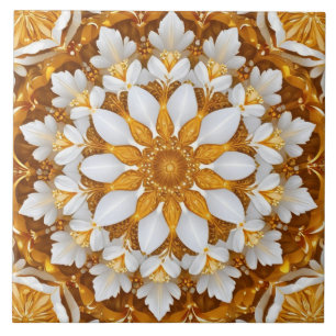 Azulejo Kaleidoscopio con copo de nieve dorado