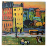 Azulejo Kandinsky - Casas en Múnich,<br><div class="desc">Casas en Múnich,  pintura colorida de Wassily Kandinsky.</div>