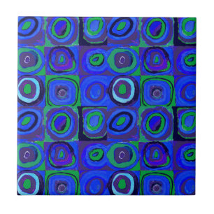 Azulejo Kandinsky Farbstudie Blue Quadrate Square Circle