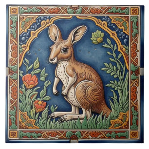 Azulejo Kangaroo - Mosaico De Cerámica De Arte Y Artesanía