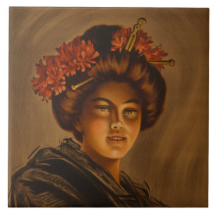 Azulejo Karama: Geisha Actriz de Romance Japonés
