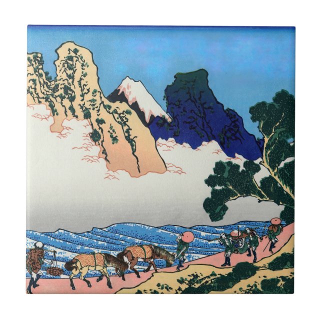 Azulejo Katsushika Hokusai - Atrás de Fuji, río Minobu (Frente)