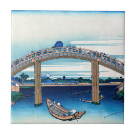 Azulejo Katsushika Hokusai - Bajo el puente Mannen, Fukaga
