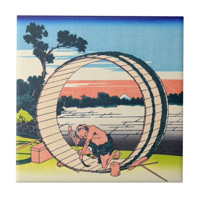 Azulejo Katsushika Hokusai - Fujimigahara, provincia de Ow (Frente)