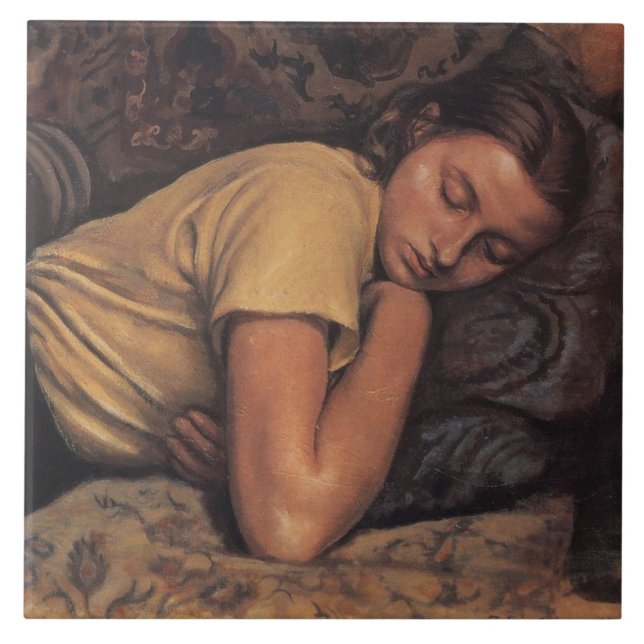 Azulejo Katya durmiendo (por Serebriakova) (Frente)